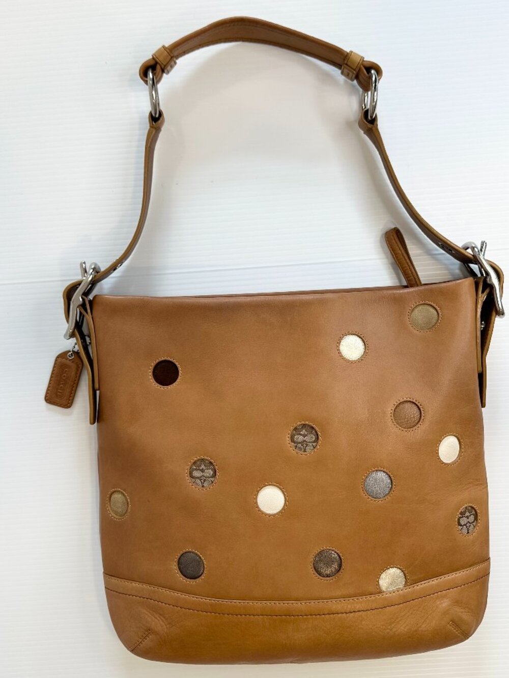 COACH Tan Polka Dot Limited Edition Hobo with Nickel Hardware - Picture 3 of 15
